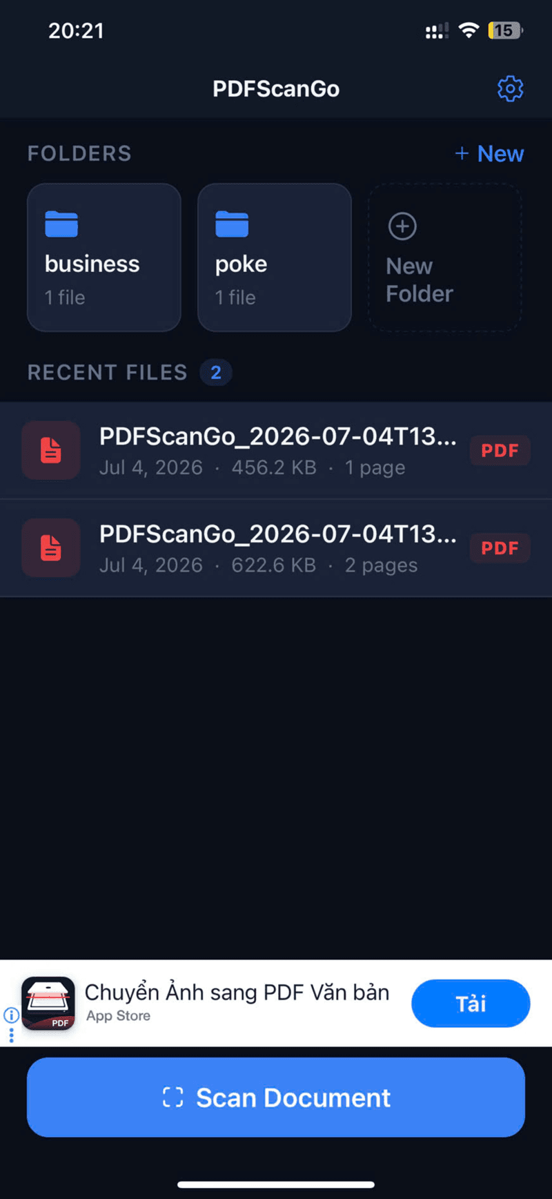 PDFScan Go — giao diện 1