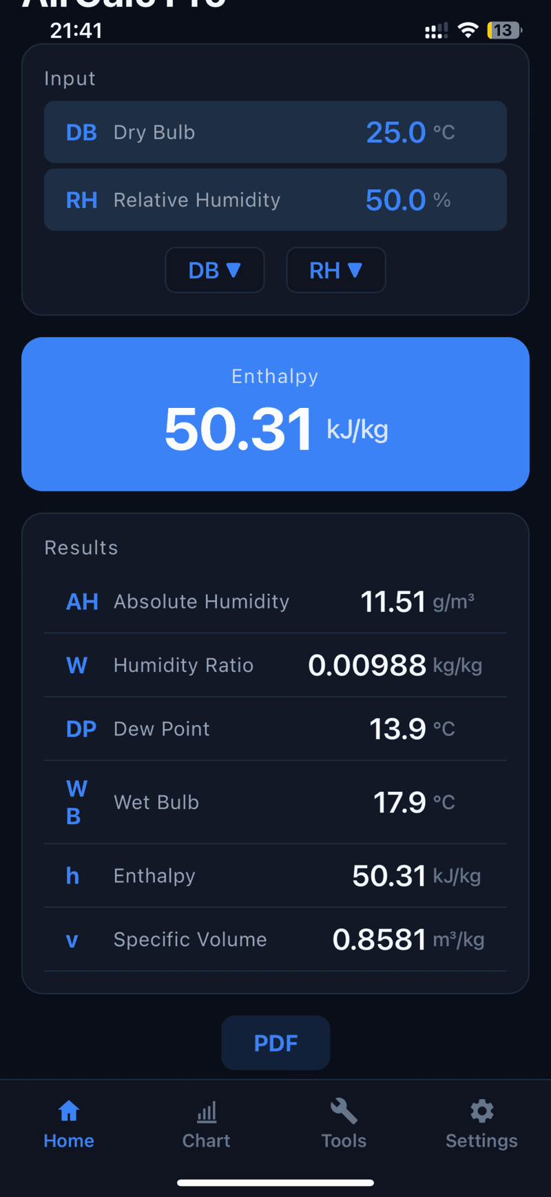 AirCalc — giao diện 1