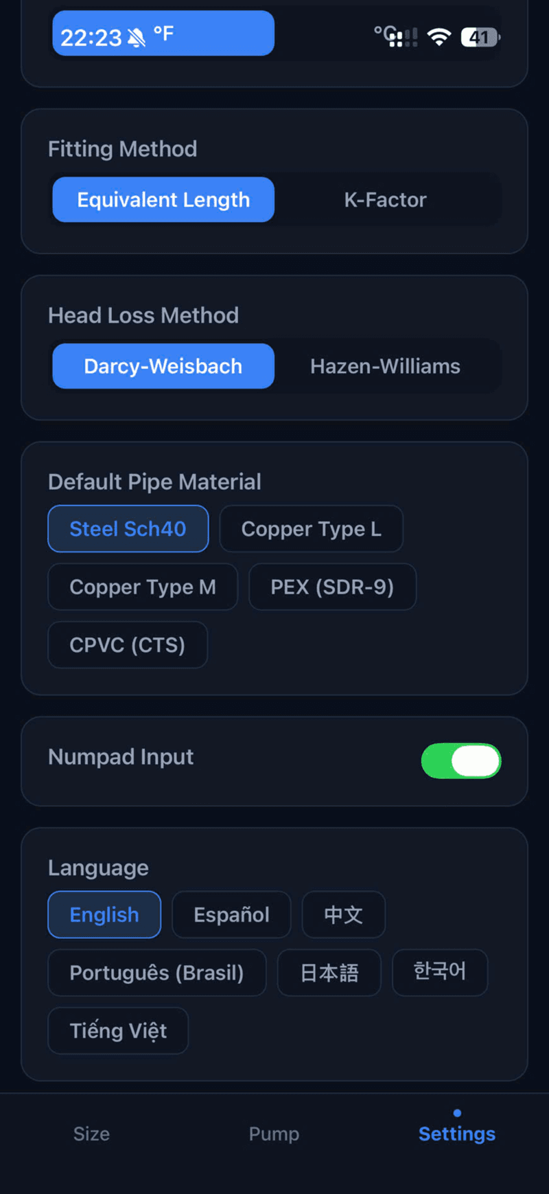 HydroSizer — giao diện 6