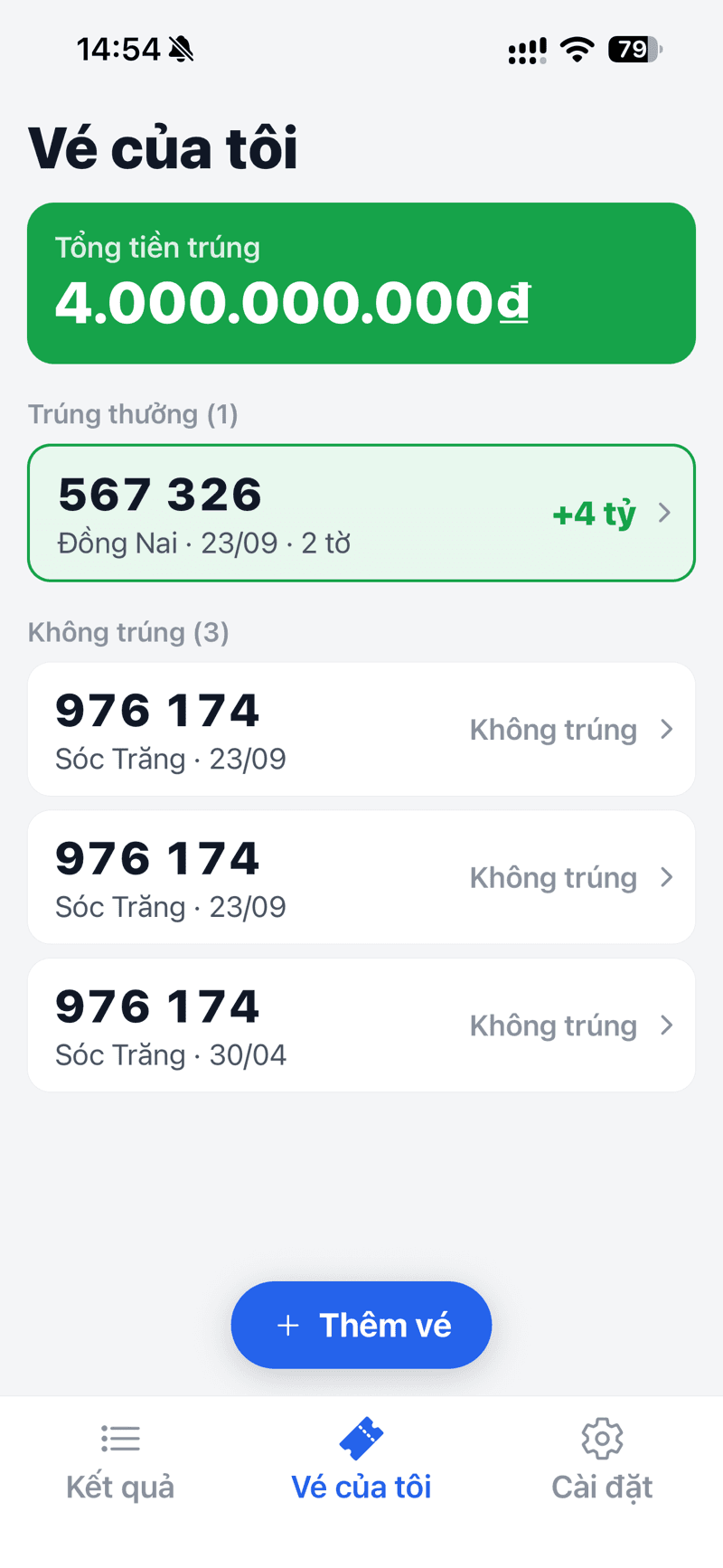 Dò Vé Số 3 Miền — giao diện 2